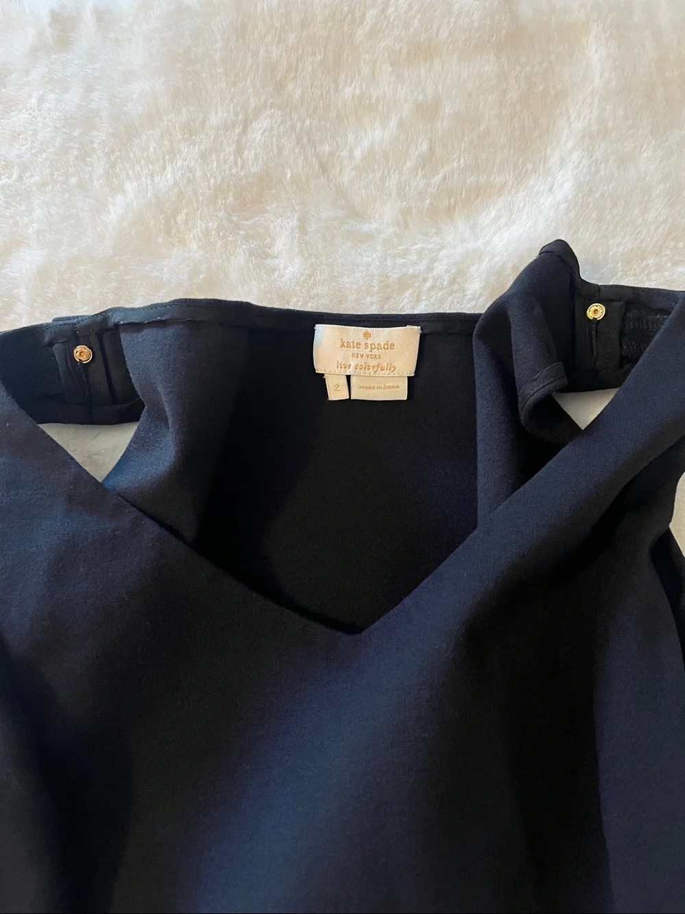 Kate Spade Ponte Sleeveless Peplum Top Bow on Shoulders Black Size 2